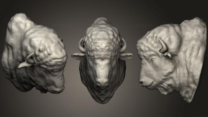 Masks and muzzles of animals (Bison 2, MSKJ_0394) 3D models for cnc